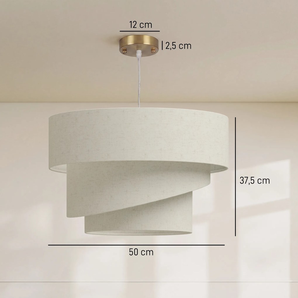 HOMCOM Lampa wisząca z 3 kloszami w wyglądzie lnu, nowoczesna lampa sufitowa z regulacją wysokości, beżowa, żarówki nie są dołączone | Aosom PL