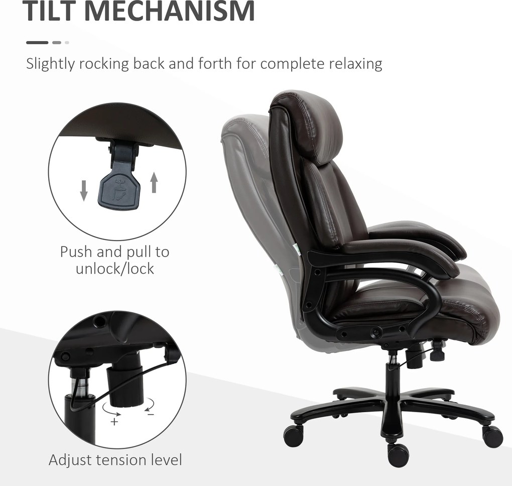 Vinsetto Fotel biurowy obrotowy z regulacją wysokości funkcja przechylania skóra PU brązowy | Aosom PL