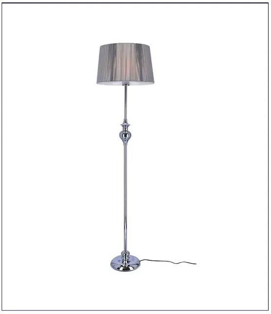 Srebrna lampa stojąca z nitkowym abażurem - V165 C9-B38