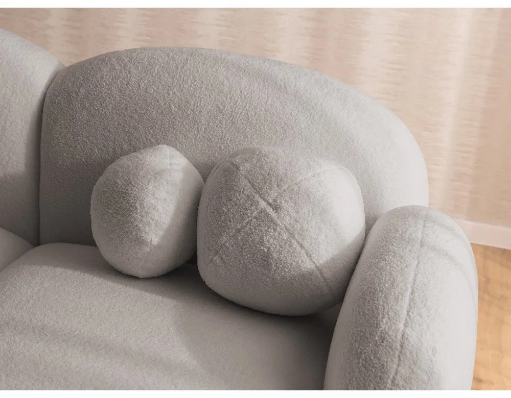 Szary narożnik z materiału bouclé (prawostronny/z szezlongiem) Orbit – Ropez