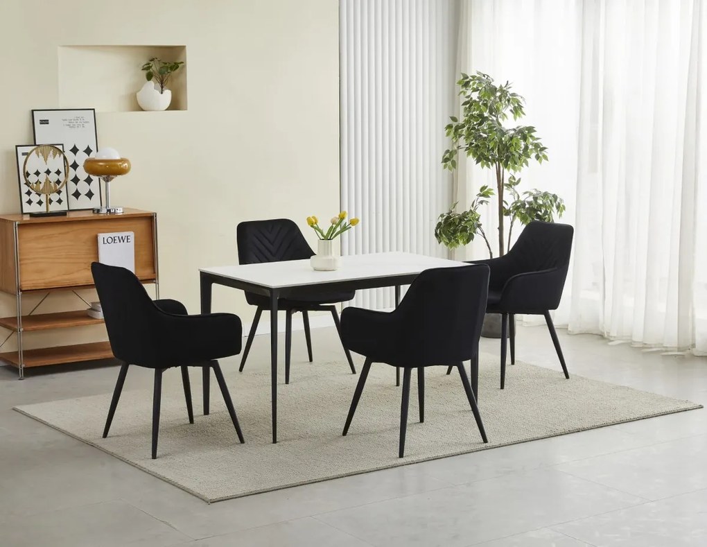 Obrotowy fotel jadalniany NANA360 VELVET, czarny