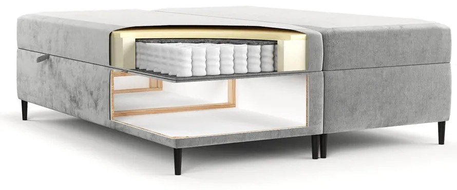 Szare łóżko boxspring ze schowkiem 200x200 cm Araya – Maison de Rêve