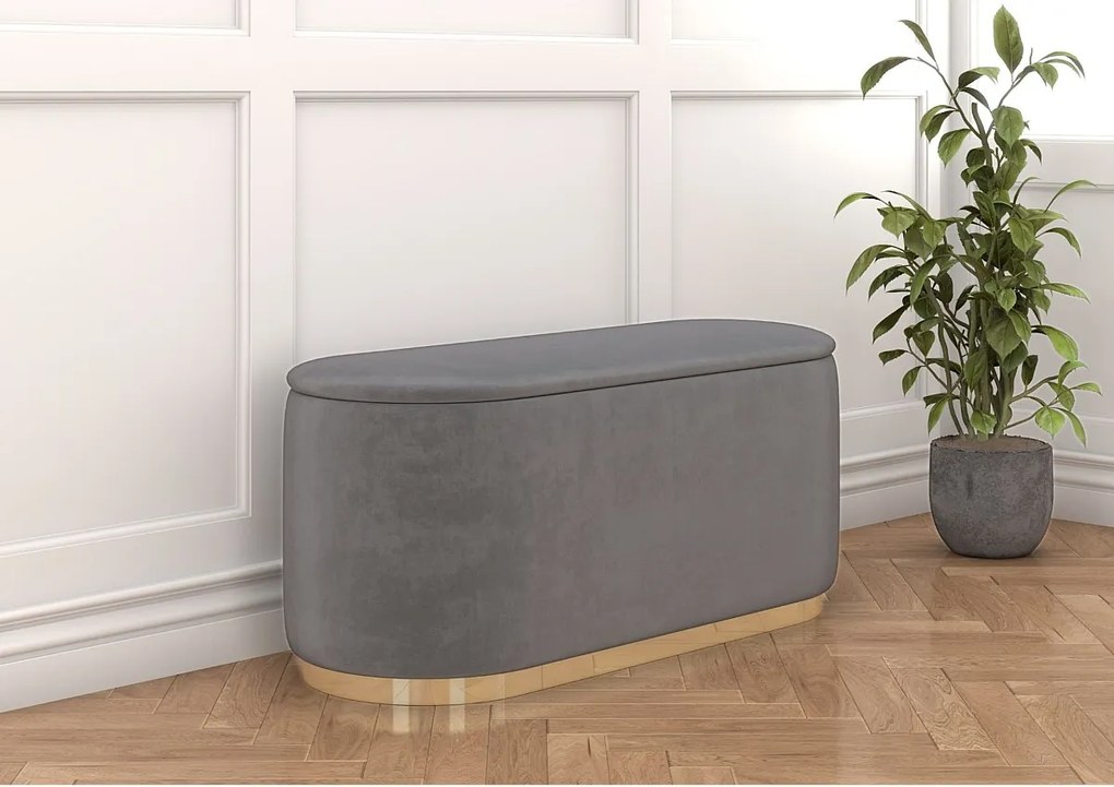 Jasnoszary owalny puf ze schowkiem Dancan SCARLETT/110 cm