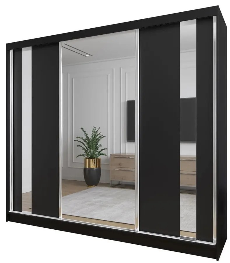 Szafa przesuwna - Greco 240 cm, czarny mat