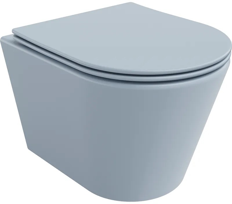 Mexen Rico miska wc Rimless z deską wolnoopadającą slim, duroplast, szara-niebieska mat - 30724069