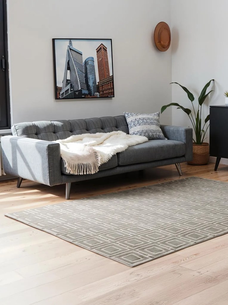 Dywan nowoczesny Perles romby szaro-kremowe 200 cm x 280 cm