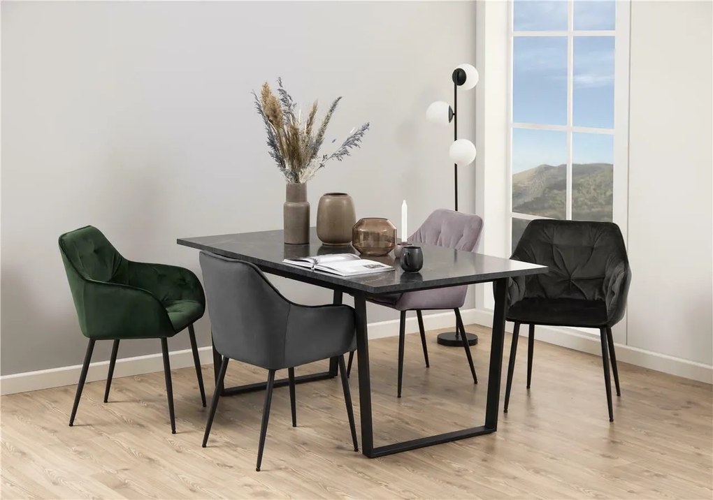 Nierozkładany stół do jadalni z blatem w optyce marmuru Amble 160x90