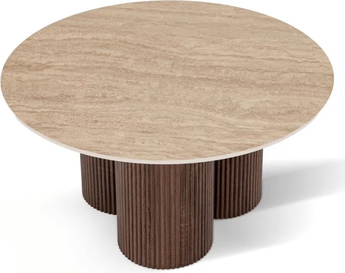 Stolik Kawowy CARTAGENA 80 cm Trawertyn/Orzech Nowoczesny