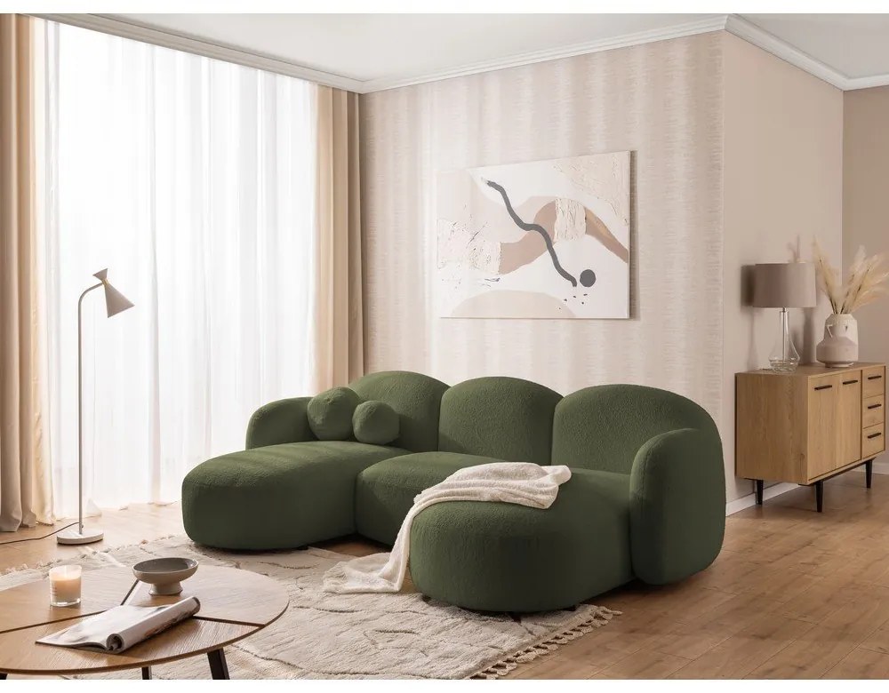 Zielony narożnik z materiału bouclé (w kształcie litery U) Orbit – Ropez