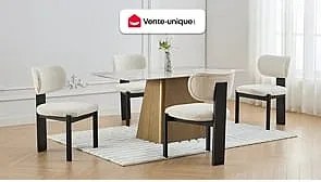 Zestaw 2 krzeseł z bukli i drewna kauczukowego - Biały i Czarny - WILANA