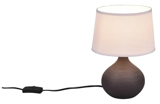 Ciemnobrązowa lampa stołowa z ceramiki i tkaniny Trio Martin, wys. 29 cm