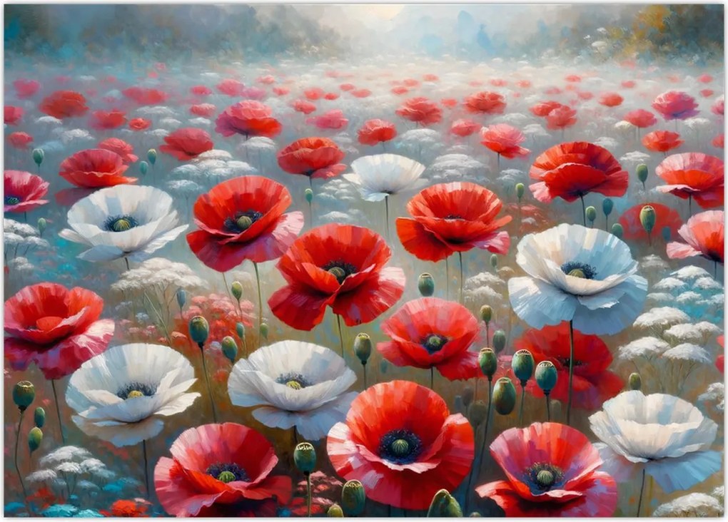 Obraz - Pole maków (70x50 cm)