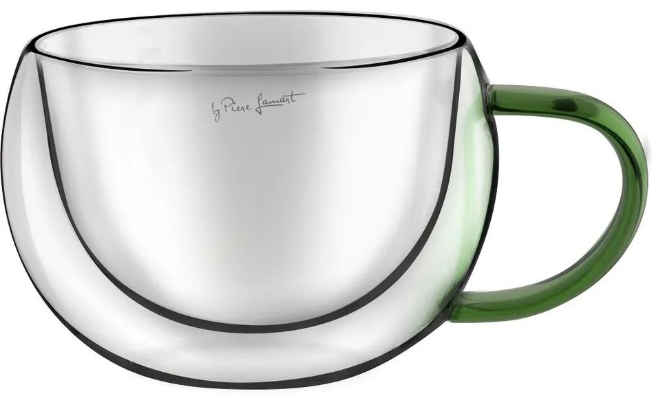 Lamart LT9112 2-częściowy zestaw szklanek do cappuccino Vaso, 270 ml, zielony