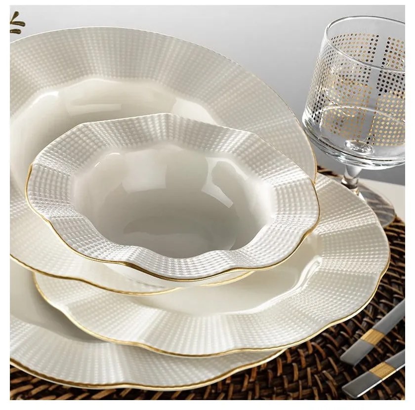 24-częściowy zestaw talerzy z porcelany Kutahya Waves