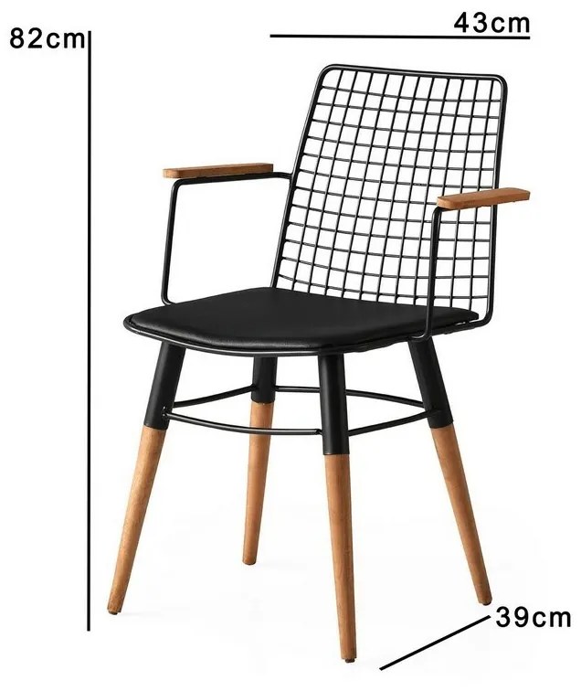 Zestaw krzeseł do jadalni Trend Black and Walnut, 2 szt.
