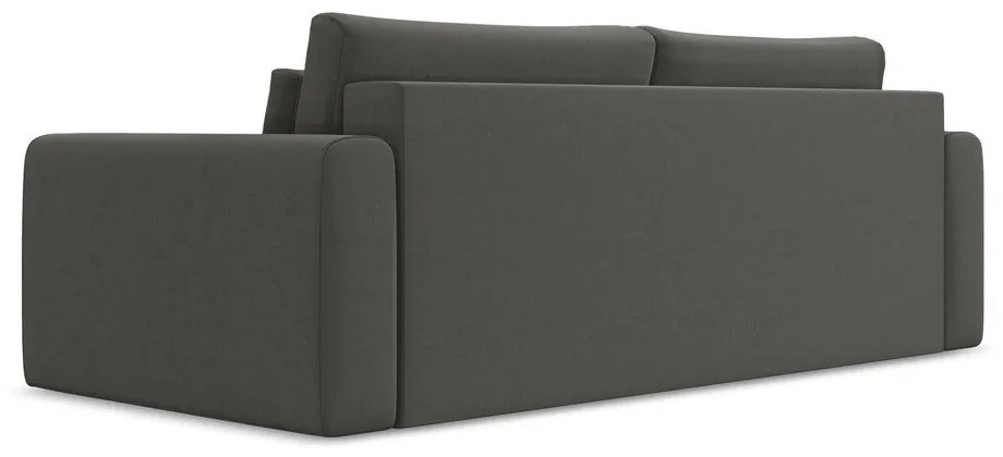 Ciemnoszara aksamitna rozkładana/ze schowkiem sofa 238 cm Kapua – Makamii
