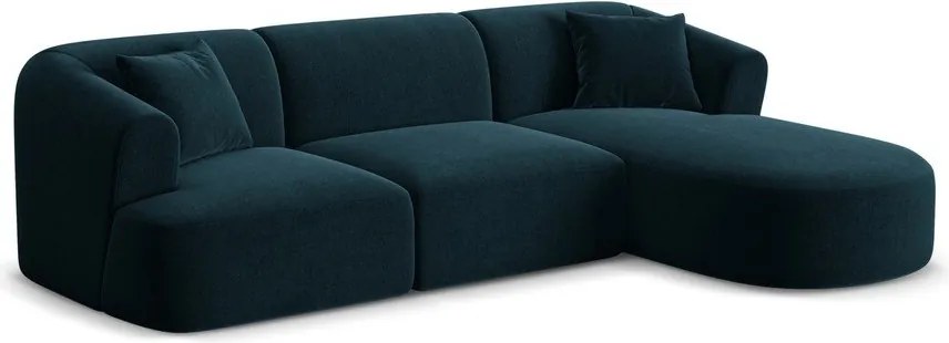 Morski aksamitny narożnik (prawostronny/z szezlongiem) Campi – Cosmopolitan Design