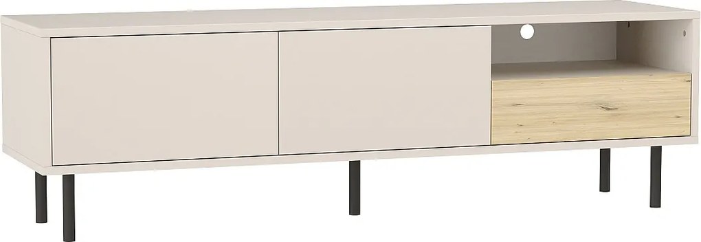 Szafka RTV WENA, 1 szuflada, 2 drzwi, Lola, 150x45x40 cm, Kaszmir/Dąb artisan