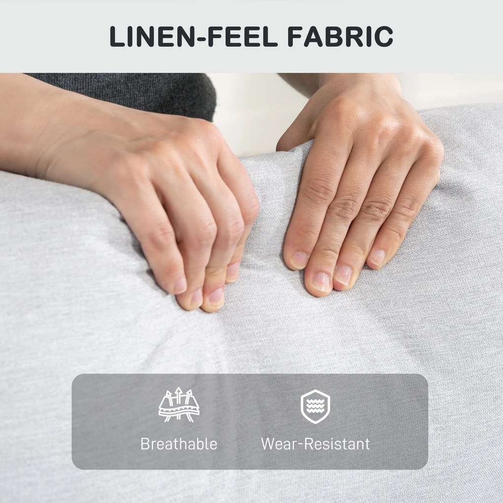 HOMCOM Regulowany fotel relaksacyjny z podnóżkiem, Nowoczesny fotel tapicerowany, Jasnoszary