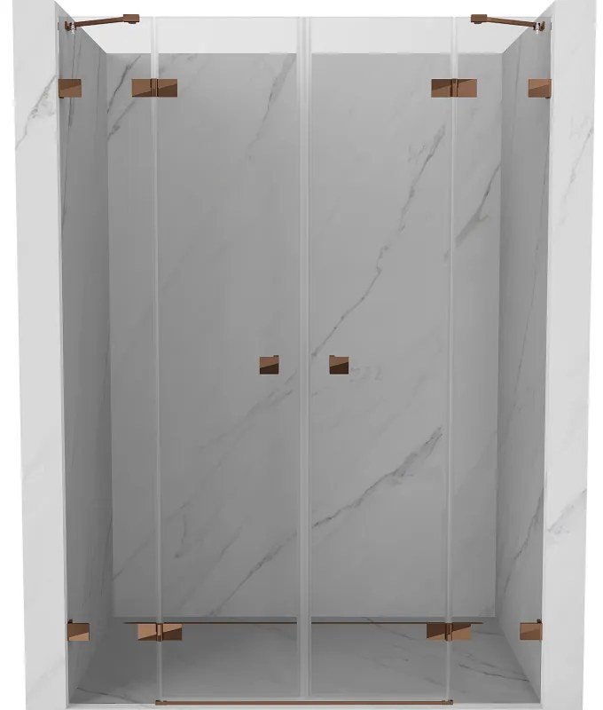 Mexen Lunar Duo drzwi prysznicowe uchylne 160 cm, transparent, różowe złoto - 834D-160-000-60-00