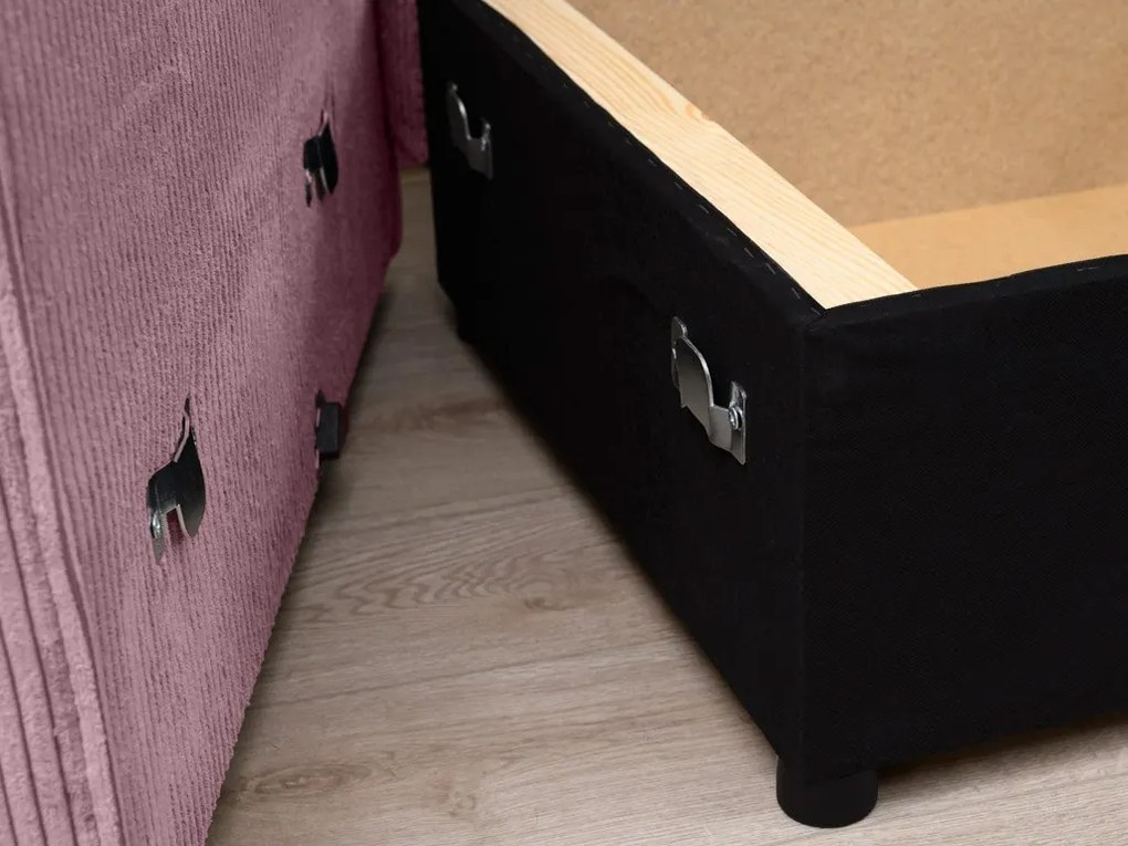 Jasnofioletowa narożna sofa SMART COSARO, dwustronna + 2 poduszki GRATIS