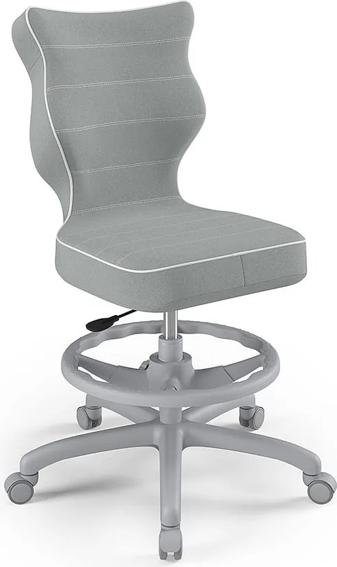 Ergonomiczne krzesło biurkowe dla nastolatka Petit Grey rozmiar 5 (146-176,5 cm) z podnóżkiem