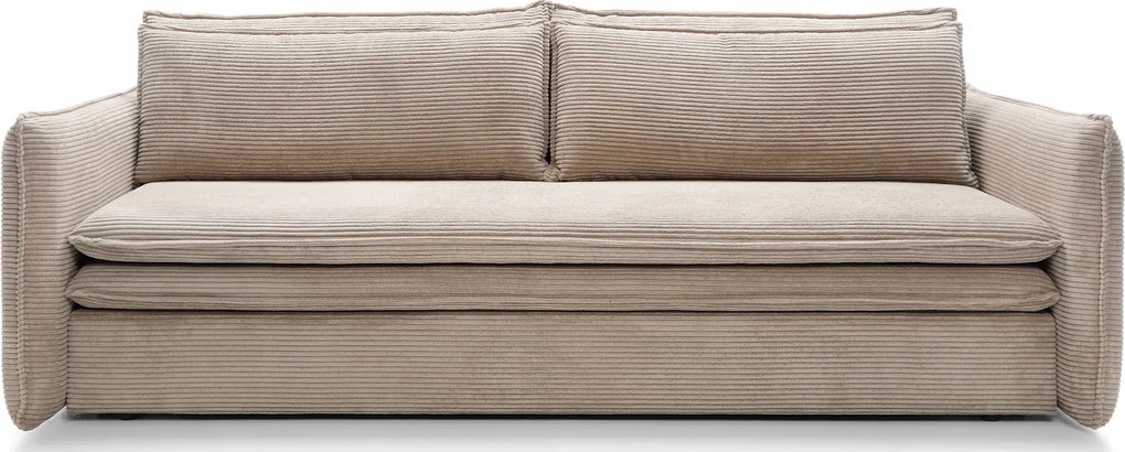 Beżowa sztruksowa kanapa z pojemnikiem L8-K17