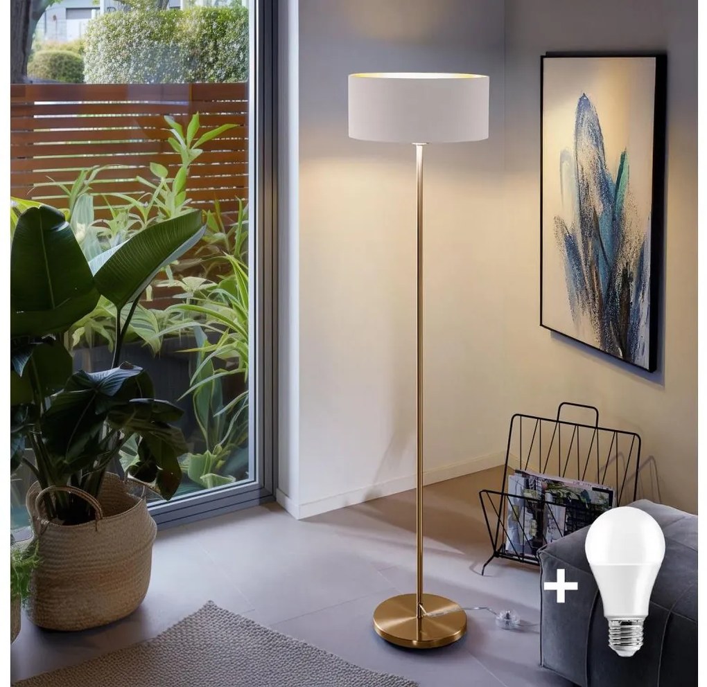 Lampa stojąca LED TUNJA 1xE27/20W/230V śr. 38 cm złota/biała