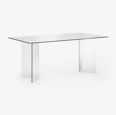 Rectangularny Stół Jadalniany 180x90 Cm Z Hartowanego Szkła Purio Jasna - Sklum