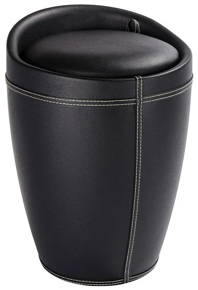 Pufa CANDY BLACK - kosz na pranie, 2 w 1, WENKO