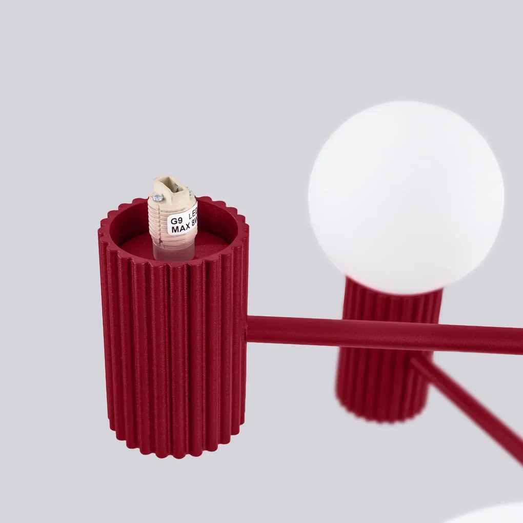 Żyrandol HALO 6 burgund ryflowany SOLLUX  LIGHTING