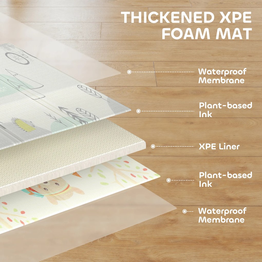 AIYAPLAY Mata dla niemowląt, motyw zwierząt, pianka, 1,5 cm gruba wyściółka, antypoślizgowa