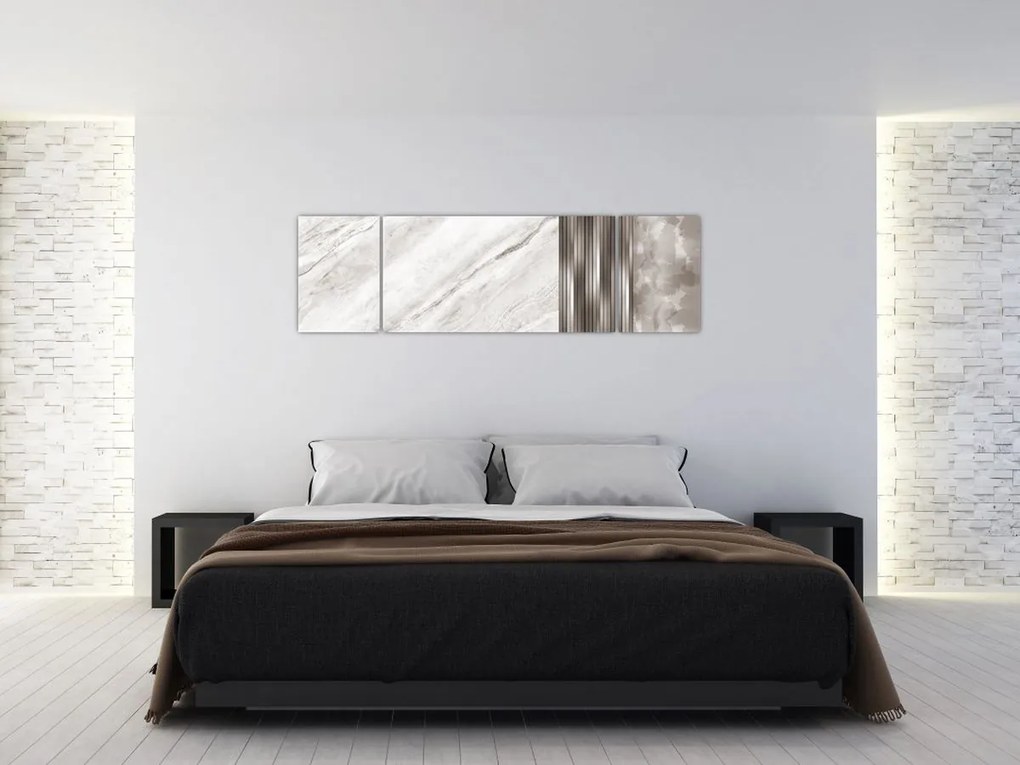Obraz - Marmur ze srebrnymi liniami (170x50 cm)