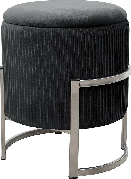 Pufa ze schowkiem okrągła welurowa AKORD PORTO Czarna