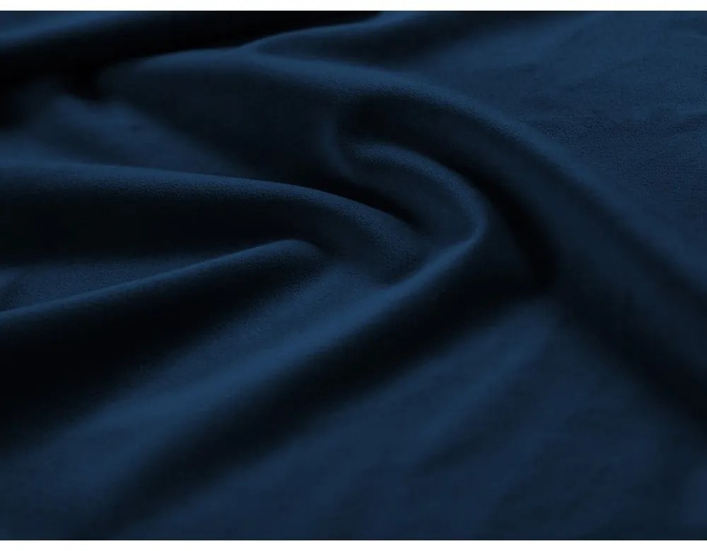 Ciemnoniebieskie aksamitne tapicerowane łóżko dwuosobowe ze schowkiem i stelażem 180x200 cm Bellis – Micadoni