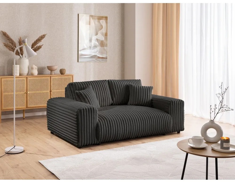 Ciemnoszara sztruksowa sofa 178 cm Justin – Ropez