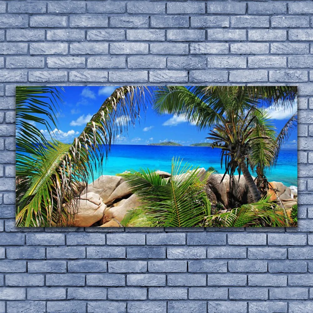 Obraz na płótnie Liście na Tle Skał