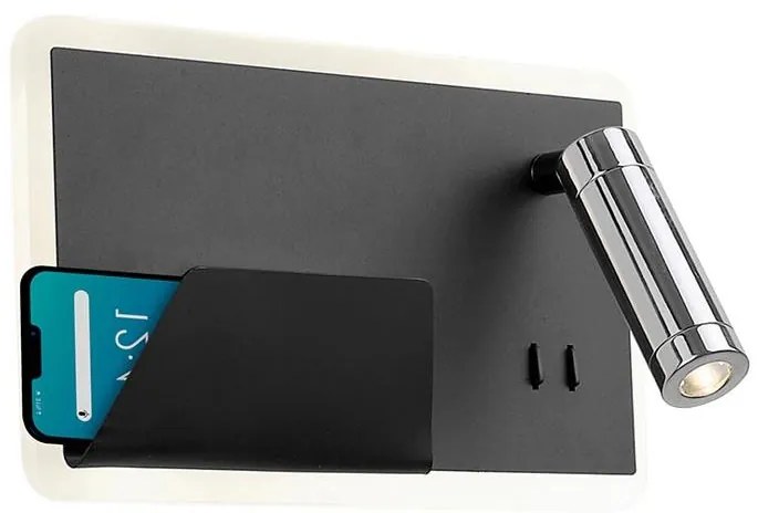 Klausen 141001 - LED kinkiet BOARD LED/7,8W/230V + LED/3W czarno-chrom