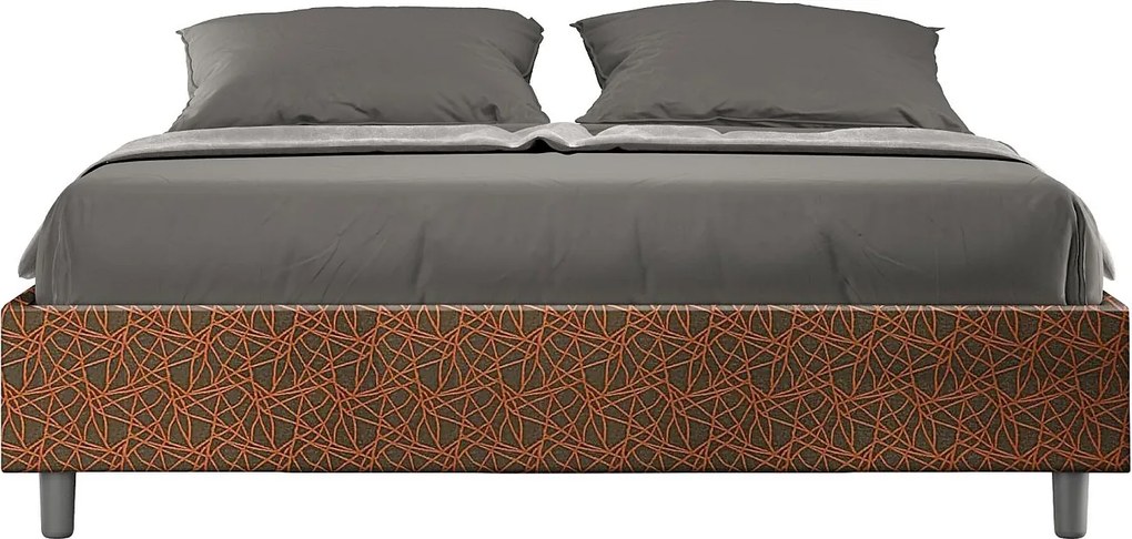 Łóżko wyposażone w stelaż z listwami tapicerowane 160x200 tkaniny Era 04 Pomarańczowy Azelia