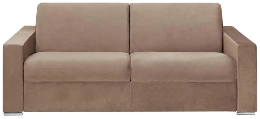 Kanapa 4-osobowa rozkładana z weluru CALITO - Kolor beżowy - Łóżko 160 cm - Materac 14 cm