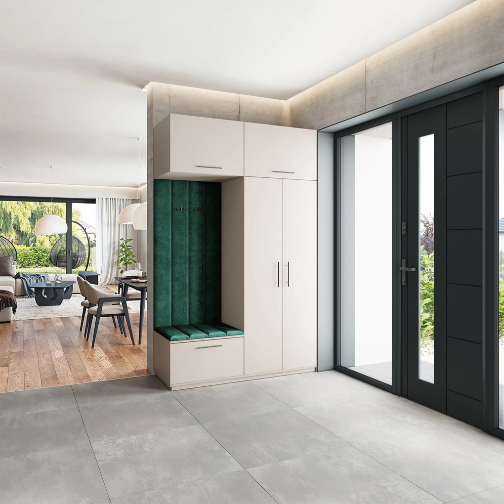 Masseno Garderoba REMA 150/240/60 cm Nowoczesna Szafa do Przedpokoju Kaszmir, MONOLITH 37 (Butelkowa zieleń)