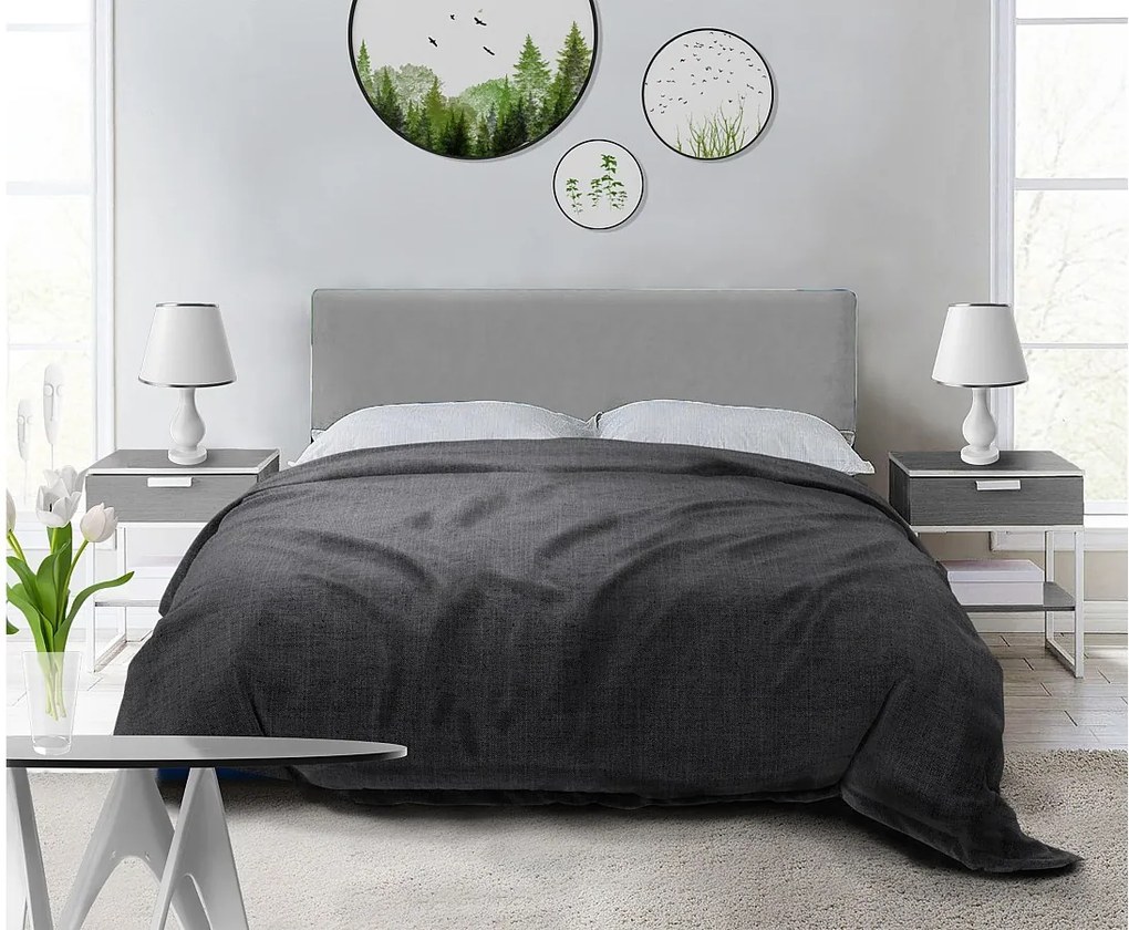 Tapicerowane łóżko Nefryt 150x212x90 cm, powierzchnia spania 140x200 cm, schowek, podnośnik, tkanina Monolith popielaty