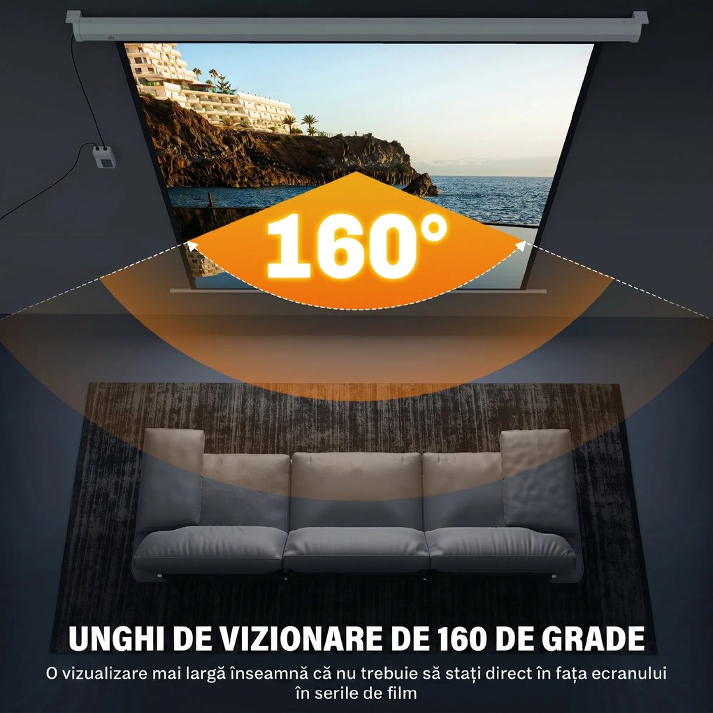HOMCOM Ekran projekcyjny 189,5 x 189,5 cm 234 cm 1:1 HD 4K Rollo-ekran dla kina domowego dla kina domowego Prezentacje biurowe | Aosom PL