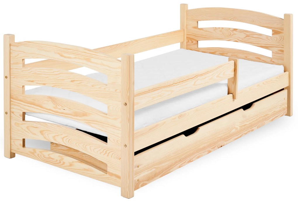 Łóżko dziecięce MELA 80 x 160 cm, sosna Stelaż: Ze stelażem listwowym rolowanym elastycznym, Materac: Materac EASYSOFT 8 cm