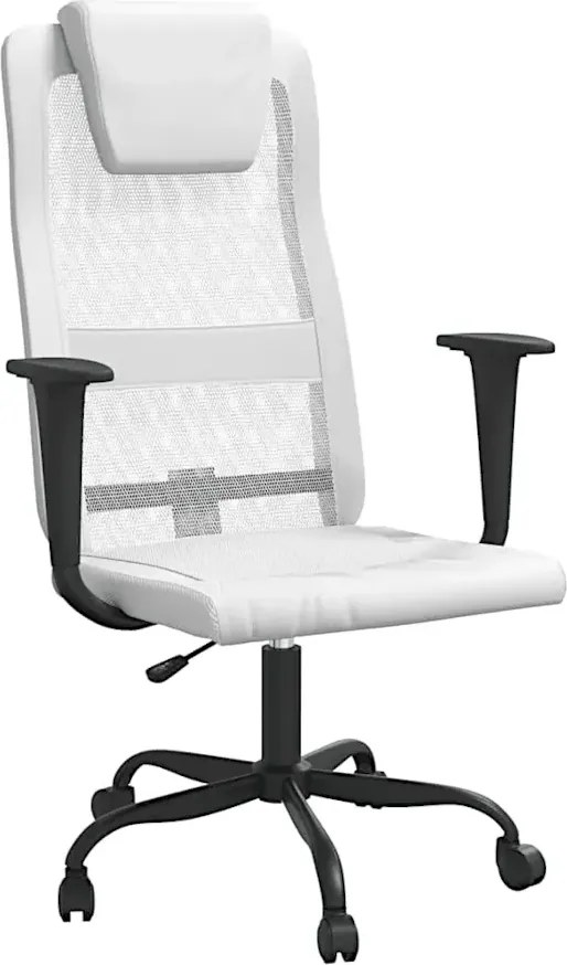 Białe krzesło biurowe ergonomiczne z ekoskóry F1-H60
