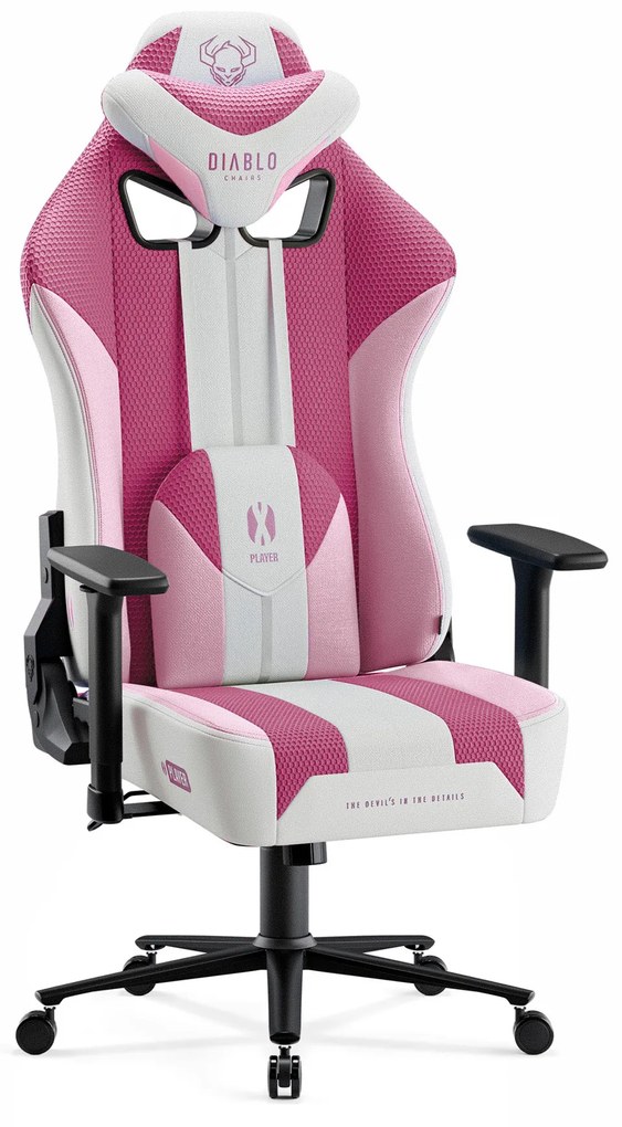 Materiałowy fotel gamingowy Diablo X-Player 2.0 Normal Size, Marshmallow Pink
