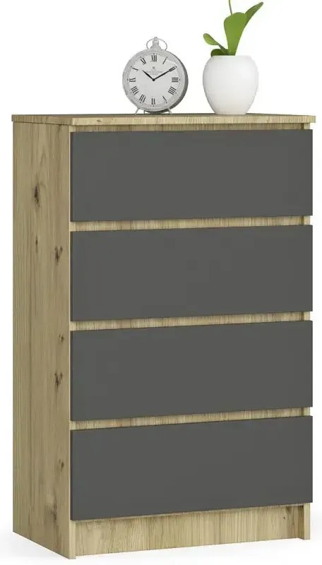 Nowoczesna komoda z szufladami dąb artisan + grafit - Branni 3X