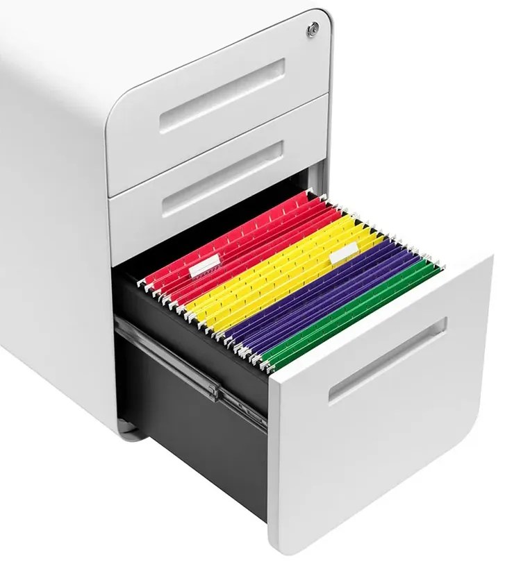 Biała szafka pod blat biurka na kółkach B5-Z40