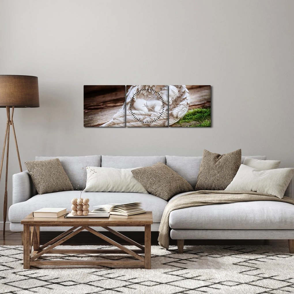 Obraz - Śpiący anioł (z zegarem) (90x30 cm)