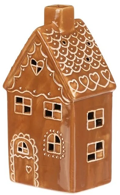 Ceramiczny domek z piernika z oświetleniem LED, brązowy